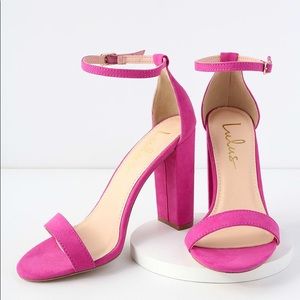 Taylor Fuschia Suede Ankle Strap Heels